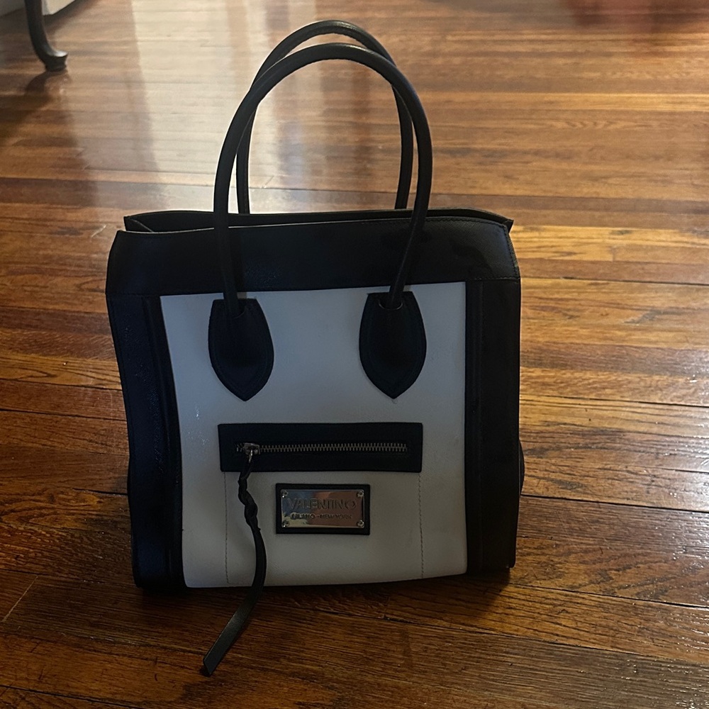 Valentino Two-Tone Black and Cream Tote